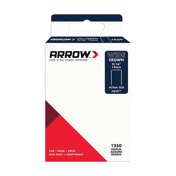 Arrow Fastener Arrow No 859 1/2 in. W X 9/16 in. L 18 Ga. Wide Crown Standard Staples 1250 pk 859SP - main